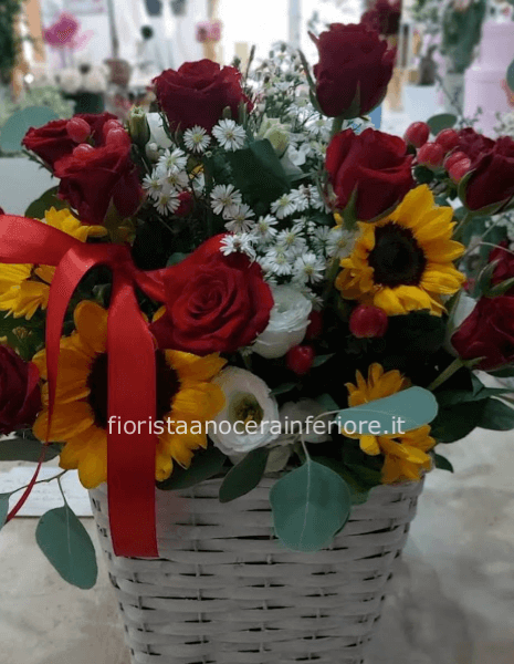 "sole rosso" composizione floreale 