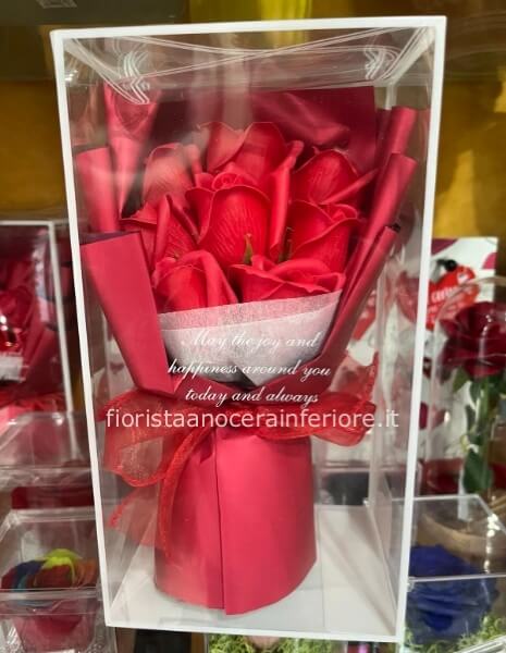 bouquet con rose di sapone profumato