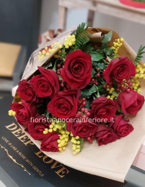 bouquet 13 rose rosse locali 60cm
